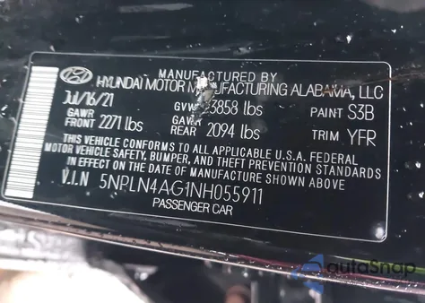2022 Hyundai Elantra Sel from USA, damaged, VIN 5NPLN4AG1NH055911